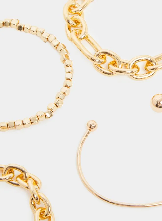 Pack Of 5 - Gold Tone Chain Bracelet